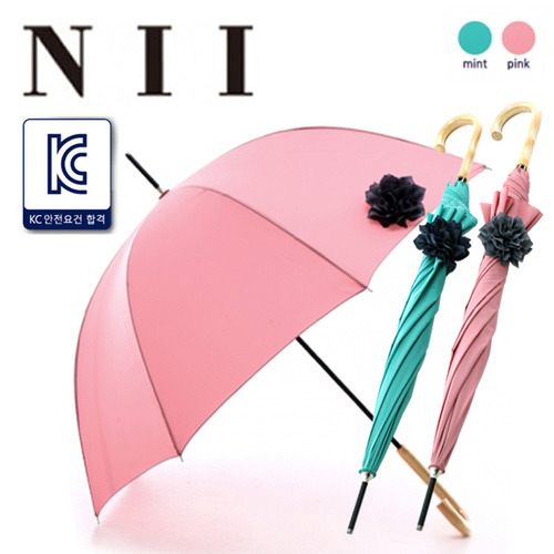 [NII] 플라워 코사지 돔형 장우산 